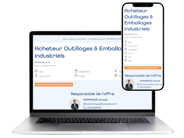 PC et portable montrant un site d'intermédiation pour consultants freelances et entreprise